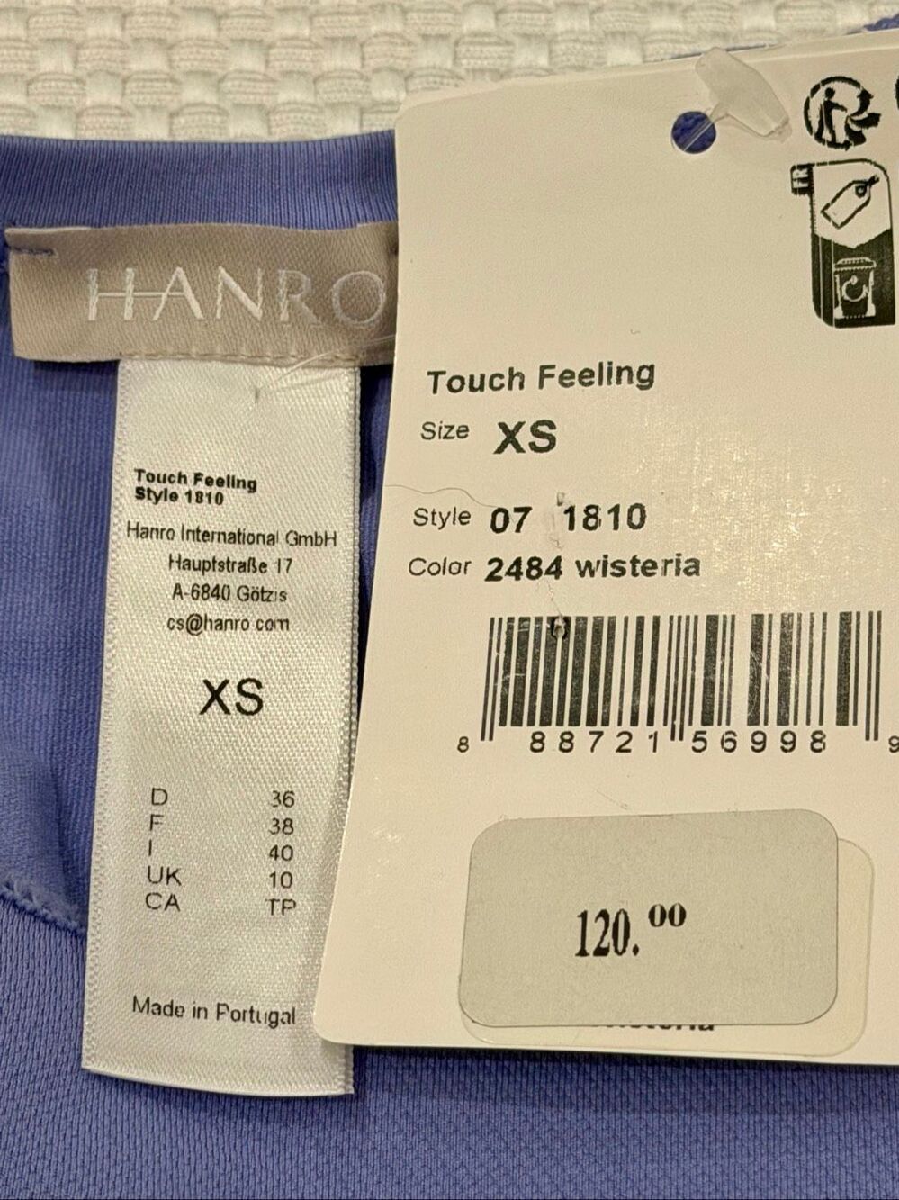 Hanro NWT Size XS Touch Feeling Bralette Crop Wisteria style 1810 - Picture 8 of 8